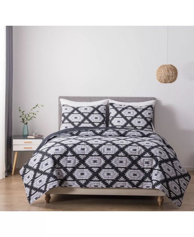 Photo 1 of Full/Queen HEDAYA HOME Reversible Sonoma Full / Queen Cotton Quilt and Sham Set - Refresh any rooms look and feel with the striking pattern of the Sonoma cotton quilt and sham set. - Quilt 88" L x 88" W - 2 Standard shams each- 20" L x 26" x W - Full / Qu