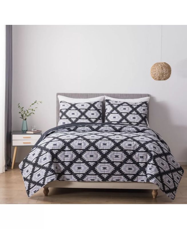 Photo 1 of KING SIZE HEDAYA HOME Reversible Sonoma King Cotton Quilt and Sham Set - Refresh any rooms look and feel with the striking pattern of the Sonoma cotton quilt and sham set. - Quilt 102" L x 92" W - 2 king shams each- 36" L x 20" x W - King Set comes with 1