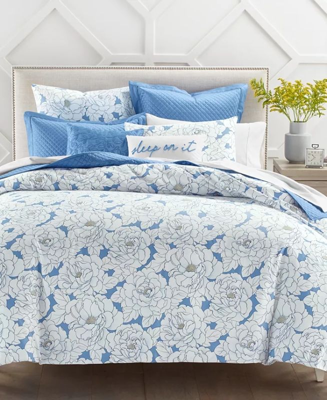 Photo 2 of TWIN CHARTER CLUB DAMASK DESIGNS Camellia 2-Pc. Comforter Set, Twin, Created for Macy's. Revamp your bedroom decor with the Damask Designs Camellia Comforter Set from Charter Club, featuring the smooth touch of cotton sateen and a delightful floral patter