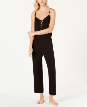 Photo 1 of Size Medium Alfani Lace-Up Knit Pajama Jumpsuit, Created for Macy's