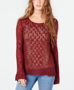 Photo 1 of SIZE M - American Rag Cie Juniors Crochet-lace Sweater Zinfandel Medium M