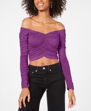Photo 1 of SIZE S - Material Girl Juniors' Ruched Off-The-Shoulder Cropped Top, Created for Macy's