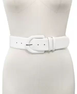 Photo 1 of SIZE L/XL - INC International Concepts Croc-Embossed Stretch Belt With Covered Buckle White