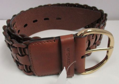 Photo 3 of SIZE M - Michael Kors Wide Woven Leather Belt, Size Medium in Brown at Nordstrom