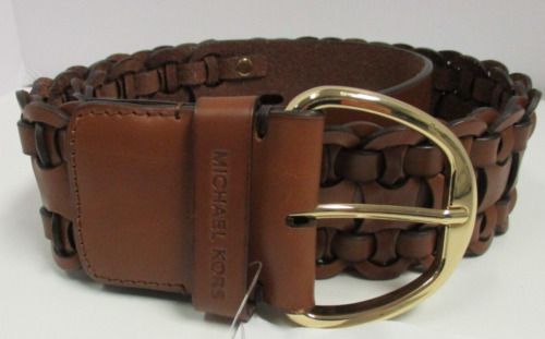 Photo 2 of SIZE M - Michael Kors Wide Woven Leather Belt, Size Medium in Brown at Nordstrom