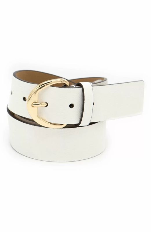 Photo 1 of SIZE M -  Michael Kors Pebbled Leather Belt, Size Medium - Optic White Women