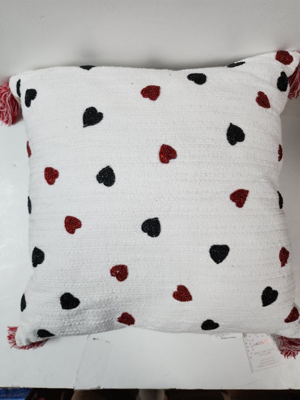 Photo 1 of Lacourte Timara 20" Square Decorative Pillow - Set a loving and romantic mood to any room with this beaded decorative pillow by Lacourte