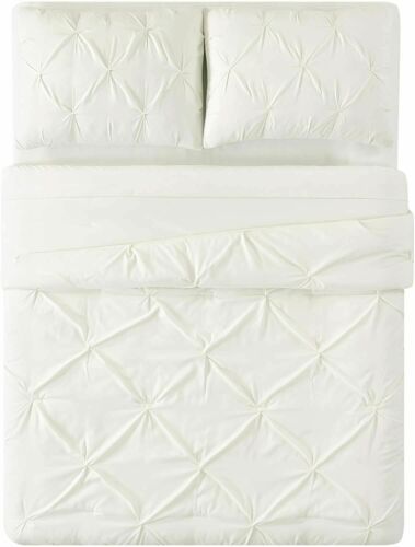 Photo 3 of KING Truly Soft Everyday 3-Piece Ivory King Comforter Set. Pleated face on the comforter and shams with a solid color reverse. The face cloth is 100% microfiber polyester with a pleated finish to provide texture for your bed. Includes: 1 comforter 104x90 