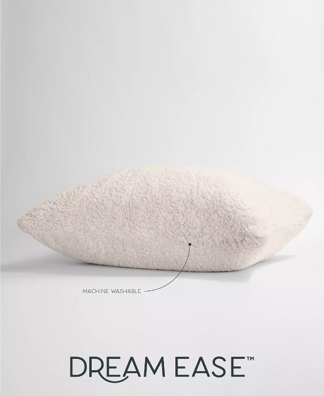 Photo 2 of STANDARD SIZE - DREAMEASE Sherpa Comfort Pillow, Standard/Queen. Sherpa Comfort Pillow, by DreamEase™. Super soft, huggable comfort. Faux sherpa for cuddling. Ideal for all sleep positions. One pillow - Dimensions: 20" x 28" - Super soft faux sherpa pillo