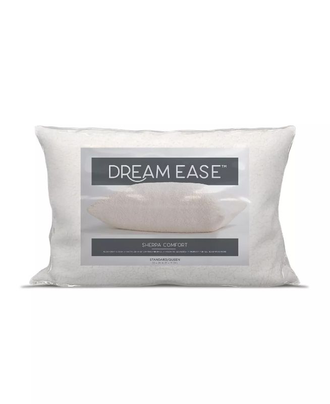 Photo 3 of STANDARD SIZE - DREAMEASE Sherpa Comfort Pillow, Standard/Queen. Sherpa Comfort Pillow, by DreamEase™. Super soft, huggable comfort. Faux sherpa for cuddling. Ideal for all sleep positions. One pillow - Dimensions: 20" x 28" - Super soft faux sherpa pillo