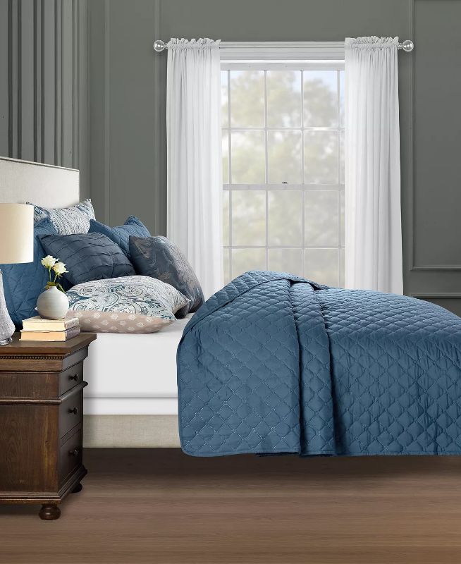 Photo 2 of KING SUNHAM Willoughby 8-Pc. Reversible California King Comforter and Coverlet Set. Elegantly update any room's decor with this striking Willoughby comforter set, featuring a reversible design with a dramatic damask motif. Including coordinating shams, de