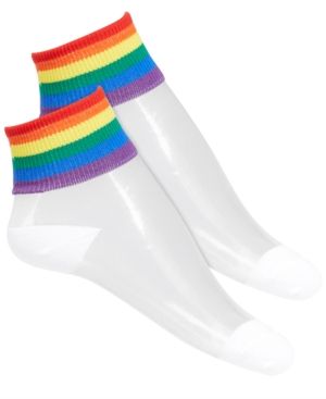 Photo 1 of Inc International Concepts Rainbow Sheer Ankle Socks, White / Multicolor One Size