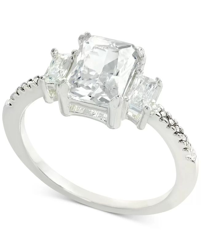 Photo 1 of SIZE 11 - C30harter Club Silver-Tone Crystal Triple-Stone Ring, Created for Macy's