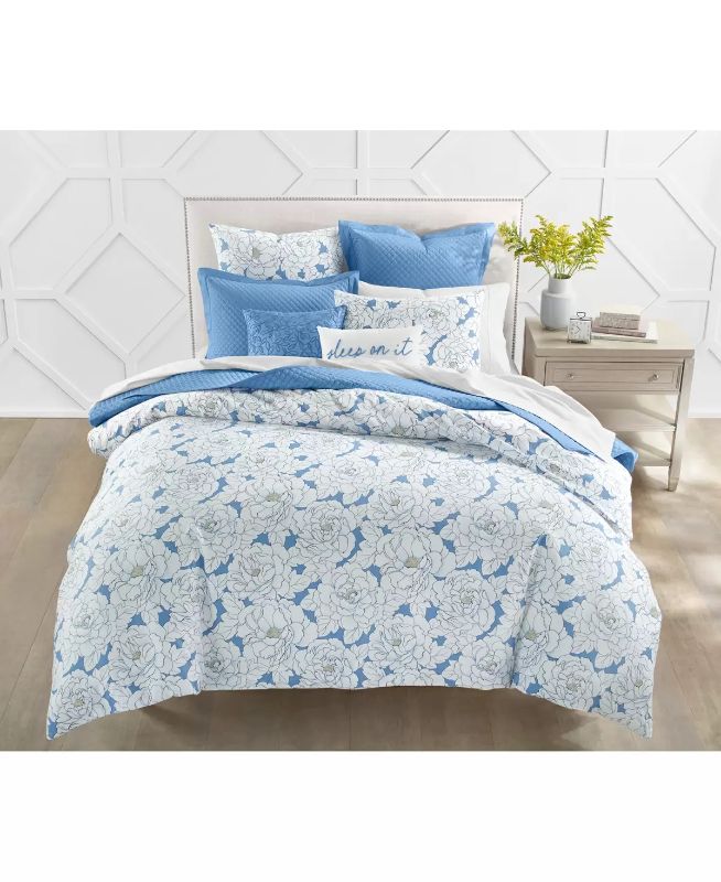Photo 1 of CHARTER CLUB DAMASK DESIGNS - Camellia 3-Pc. Comforter Set, King, Created for Macy's! Revamp your bedroom decor with the Damask Designs Camellia Comforter Set from Charter Club, featuring the smooth touch of cotton sateen and a delightful floral pattern. 
