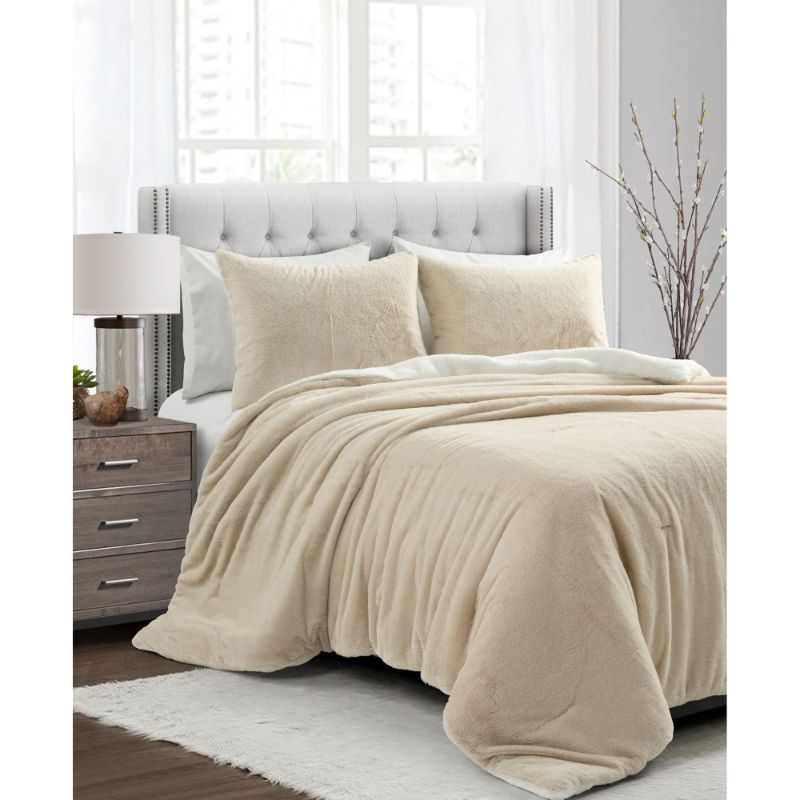 Photo 1 of FULL / QUEEN The Mountain Home Collection Brenna Faux Fur 3-Pieces Comforter Set, Full/Queen. Bring texture and comfort to your bedroom with this lovely three piece comforter set. Each piece is features silky soft faux fur for a luxurious look and a cozy 