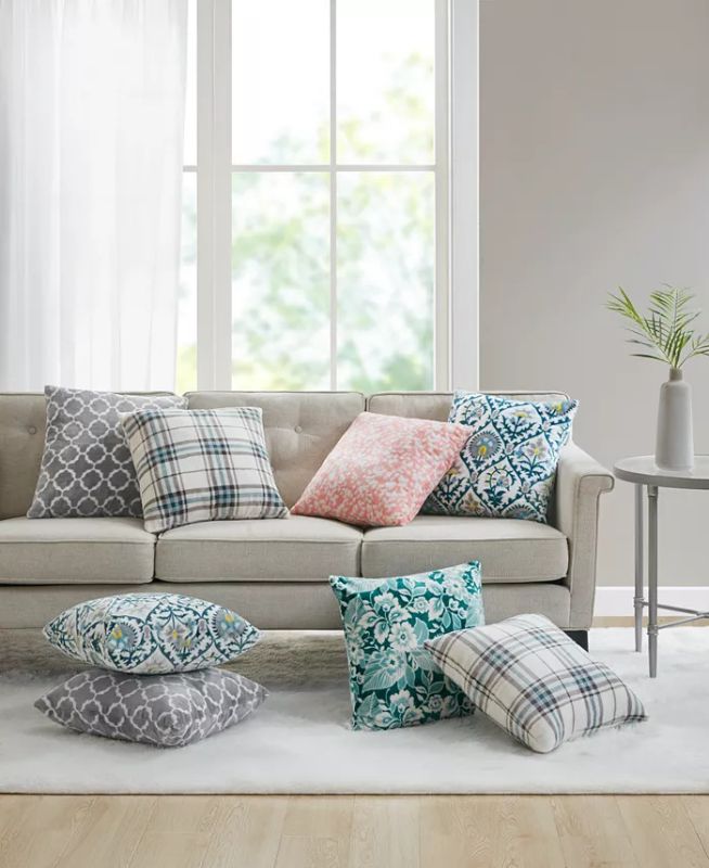 Photo 2 of JLA HOME Patterned 2-pack Decorative Pillows, 18" x 18". This square pillow set of two add style and flair to any room. The plush microlight fabric is extremely soft to the touch. Available in a set of two, these square pillows are sure to brighten up you