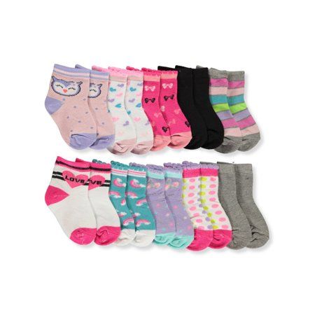 Photo 1 of 10-Pack Zak & Zoey Baby Girls' 10-Pack Anklet Socks - Stock up on colorful socks with this 10-pack from Zak & Zoey! Zak & Zoey 10-pack socks Knit construction Reinforced heel and toe Patterns / designs as shown 98% polyester, 2% spandex