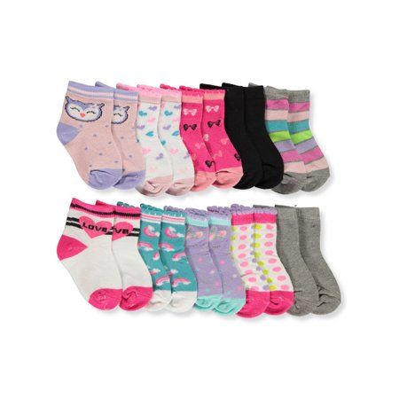 Photo 1 of 10-Pack Zak & Zoey Baby Girls' 10-Pack Anklet Socks - Stock up on colorful socks with this 10-pack from Zak & Zoey! Zak & Zoey 10-pack socks Knit construction Reinforced heel and toe Patterns / designs as shown 98% polyester, 2% spandex.