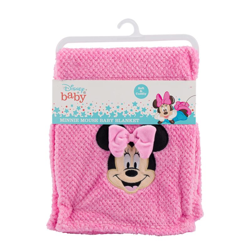 Photo 1 of Minnie Mouse Blanket- 30"x36" -  Minnie Mouse baby blanket is super soft and warm. It helps babies stay comfortable and enjoy good sleep. It has a pink Minnie Mouse design and it measures 30x36".