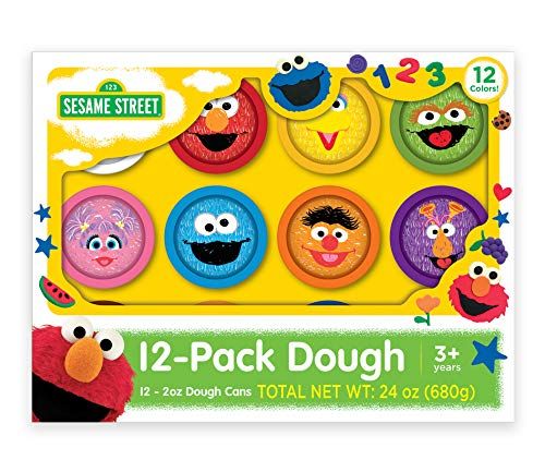 Photo 2 of Sesame Street 12-Pack of Play Dough | Includes 12 Cans of 2oz Modeling Clay in 12 Classic Dough Colors | 24 Ounces Total | Gift for Kids.
Each box includes 12 cans of 2oz dough in 12 classic colors (yellow, white, pink, orange, light orange, blue, dark bl