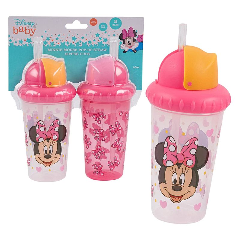 Photo 1 of Cudlie Disney Baby Girl Minnie Mouse 10 oz Pack of 2 Sippy Cups with Straw & Easy Close Lid, Bows On Bows.   Beloved Disney Characters- featuring Minnie Mouse Perfect for mealtime on the go or any time Flip the lid down to close when on the go Ages 6+ Mon