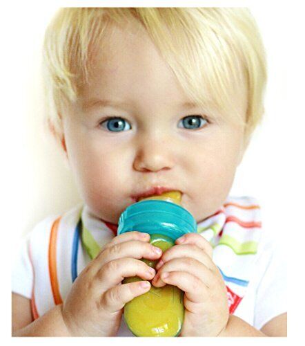 Photo 1 of Nuby E-Z Squee-Z Silicone Squeezable Bottle Feeder with Spoon - BPA Free. The E-Z Squee-Z™ is perfect for the transition to semisolid foods and purees, as well as promoting self-feeding. The squeezable silicone bottle and pressure-sensitive valves in the 