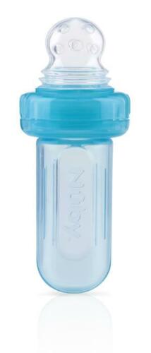 Photo 1 of Nuby E-Z Squee-Z Silicone Squeezable Bottle Feeder with Spoon - BPA Free. The E-Z Squee-Z™ is perfect for the transition to semisolid foods and purees, as well as promoting self-feeding. The squeezable silicone bottle and pressure-sensitive valves in the 