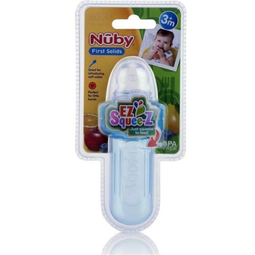 Photo 2 of Nuby E-Z Squee-Z Silicone Squeezable Bottle Feeder with Spoon - BPA Free. The E-Z Squee-Z™ is perfect for the transition to semisolid foods and purees, as well as promoting self-feeding. The squeezable silicone bottle and pressure-sensitive valves in the 
