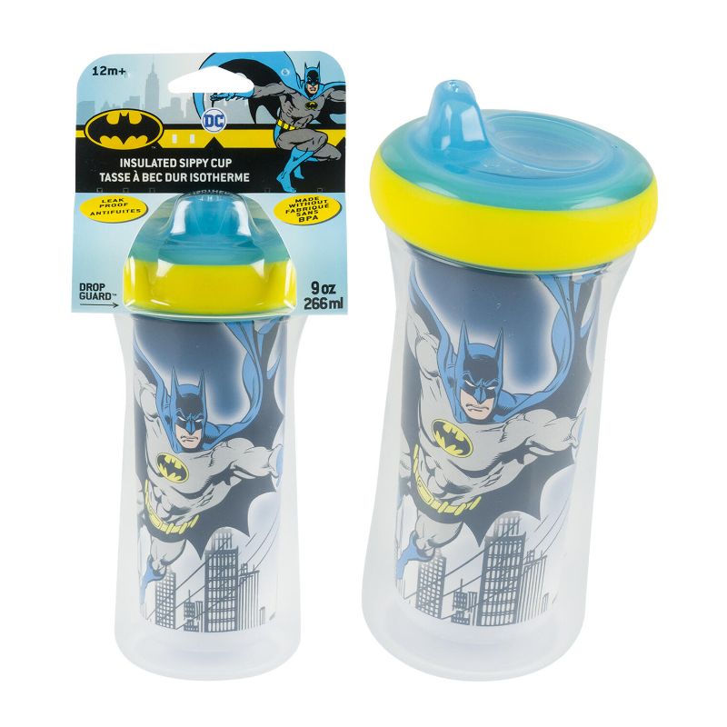 Photo 1 of Batman Insulated Sippy Cup- 9oz. Batman insulated sippy cup is perfect for feeding toddlers 12 months and older. It's leak proof and is made without BPA. It has a Batman design. It measures 9oz