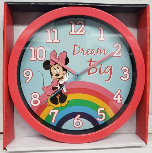 Photo 1 of Minnie Mouse Wall Clock- 10" -  Children can keep track of time and display their fandom of the popular Disney character Minnie Mouse with this Minnie Mouse wall clock. It can be installed on children's bedroom. It measures 10".