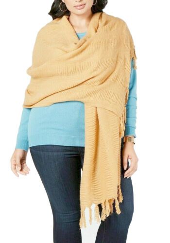 Photo 1 of Cejon Designer Oversized Camel Solid Travel Fringed Scarf Wrap Shawl
