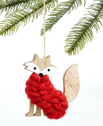Photo 1 of Macy's The Holiday Collection Red Sweater Fox Ornament.  A rich red wool sweater keeps this The Holiday Collection Fox ornament by Holiday Lane warm while providing your Christmas scene with a charmingly vibrant woodland touch of style.