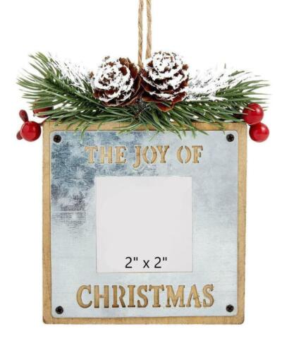 Photo 1 of Holiday Lane Silver Tin and Wood "The Joy of Christmas" Picture Frame Ornament