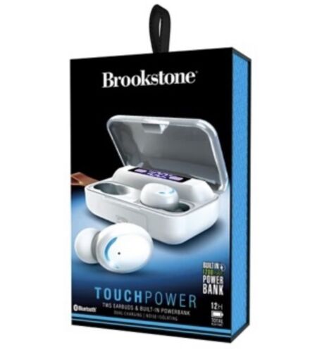 Photo 1 of Brookstone Sport Charge True Wireless Earbuds Sweat-Proof / Noise-Reducing. TOUCH CONTROLS - Pause or skip & answer & end calls by a simple tap to the touch-sensitive surface. NOISE REDUCTION - Fast response and high-fidelity sound picks up clear acoustic