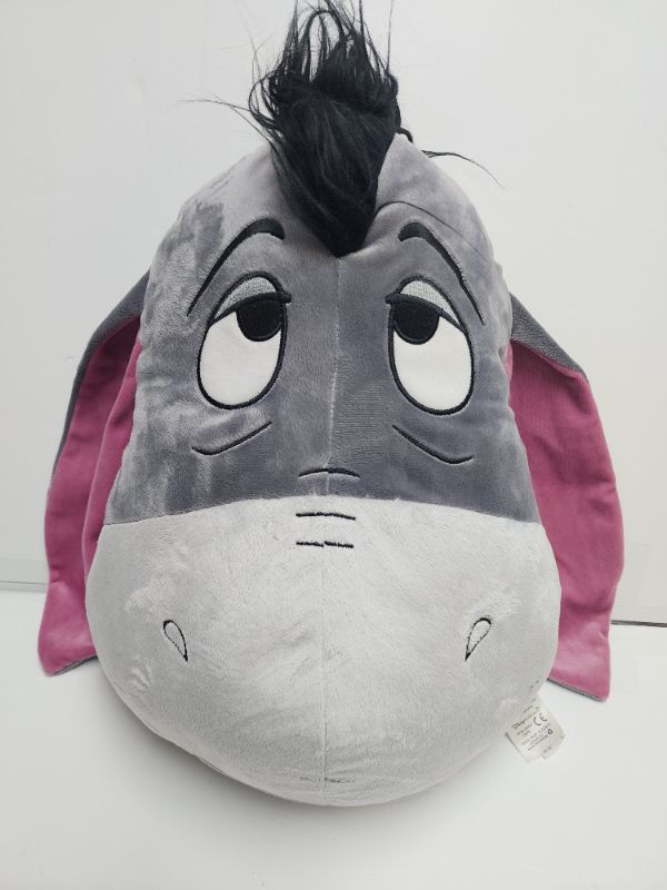 Photo 1 of Disney Store Exclusive Eeyore Face Plush Pillow Plush. Embroidered features - Soft plush construction - Floppy ears - Faux fur mane - Polyester
15'' H x 12'' W