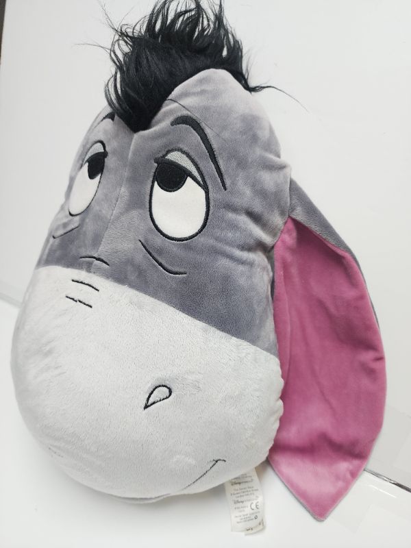 Photo 2 of Disney Store Exclusive Eeyore Face Plush Pillow Plush. Embroidered features - Soft plush construction - Floppy ears - Faux fur mane - Polyester
15'' H x 12'' W