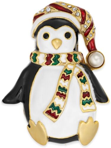 Photo 1 of Macy's Holiday Lane Penguin Brooch Pin Wearing Holiday Hat W Matching Scarf 