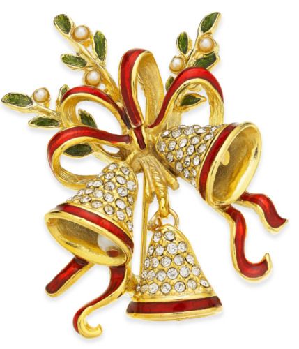 Photo 1 of Holiday Lane Candy Cane Pin Red Enamel & Clear Crystal Two-Tone Gold/Silver