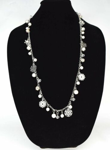 Photo 2 of Macy's Holiday Lane Silver-Tone Pavé & Imitation Pearl Snowflake 36" Strand Necklace