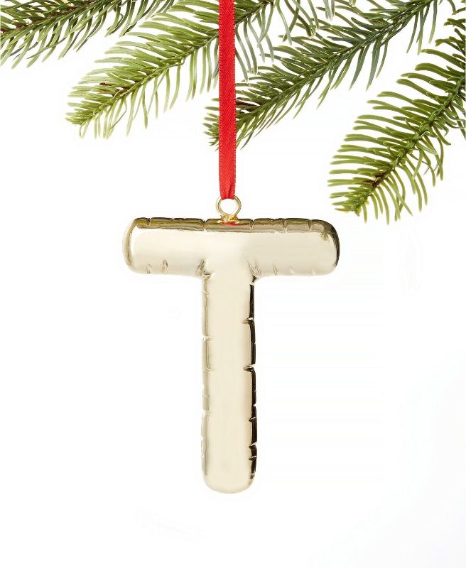 Photo 1 of Holiday Lane gold-tone party balloon-look Initials Ornament T