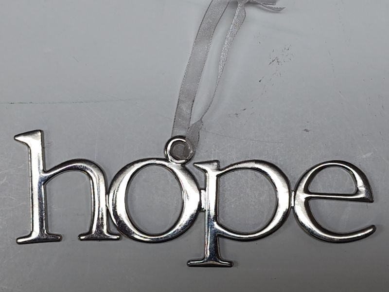 Photo 1 of Holiday Lane “Hope” Ornament Silver Tone Ribbon Christmas Decoration 6”