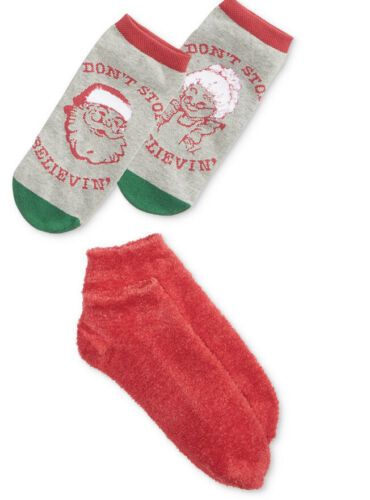 Photo 1 of Hue Womens Footsie Ankle Socks 2 Pack Charcoal Heather Red One Size