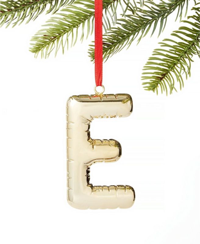 Photo 1 of Macy's Holiday Lane gold-tone party balloon-look Initials Ornament Letter E