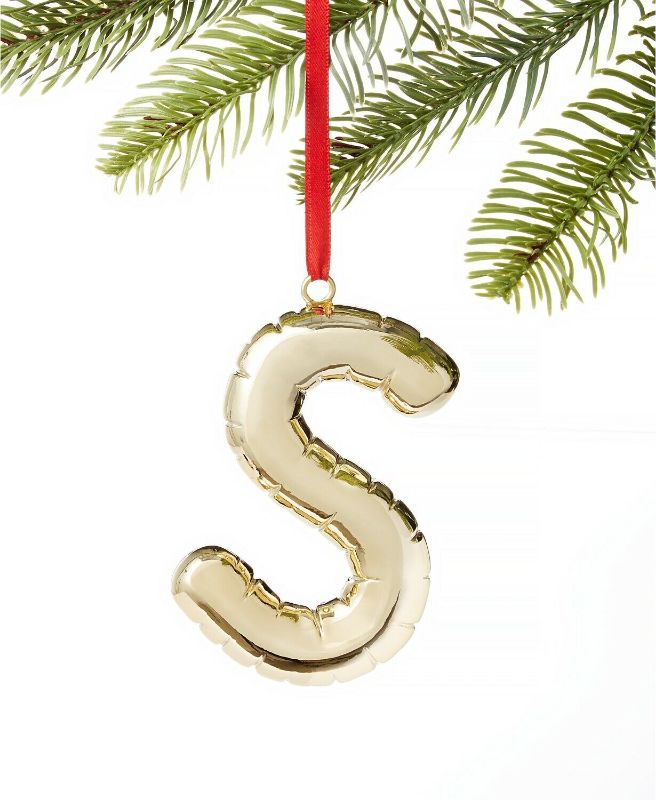 Photo 1 of Macy's Holiday Lane gold-tone party balloon-look Initials Ornament Letter S
