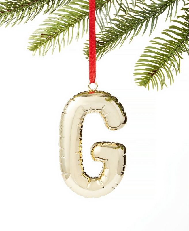 Photo 1 of Macy's Holiday Lane gold-tone party balloon-look Initials Ornament Letter G