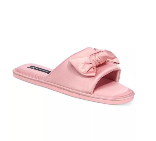 Photo 1 of Size S (5/6) Inc International Concepts Women Satin-Bow Slide Slippers Pink. Materials: Polyester/ Spandex - Features: outside sole - Fit Type: Regular Fit - Care: Spot Clean