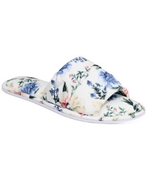 Photo 1 of Size L 9-10 Charter Club Women's Floral-Print Slide Slippers, white floral!