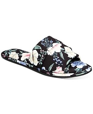 Photo 1 of Size XL 11-12 Charter Club Women's Floral-Print Slide Slippers, Black Floral