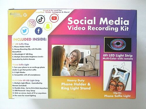 Photo 1 of Gabba Goods Social Media Recording Kit- With a 6ft LED light strip, 6" led RING with a desk mount, and a clip on Selfie light. 