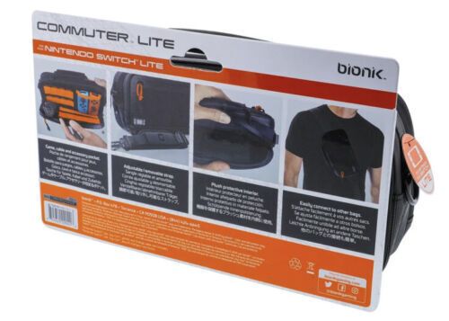 Photo 1 of Bionik Nintendo Switch Lite Commuter Bag, Black. Ideal fit and protection for the Nintendo Switch(TM) Lite. Black in color with adjustable and removable shoulder strap. Padded carry handle. Heavily padded panels for added screen protection. Water-resistan
